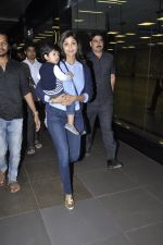 Shilpa Shetty with her Son snapped at the airport in Mumbai on 5th Jan 2014